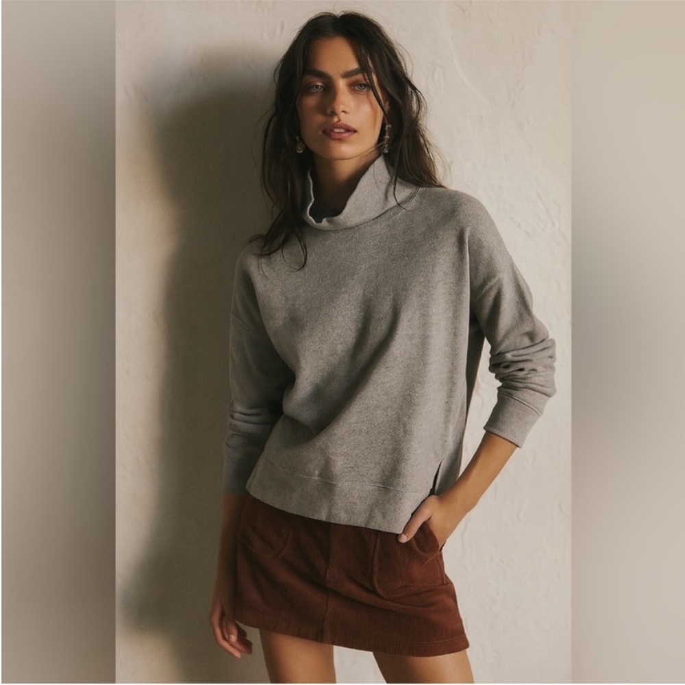 Free People Mock Neck Grey Sweatshirt